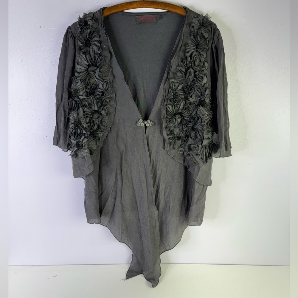 My Pretty Angel Boho Floral Accents cardigan size large , linen blend